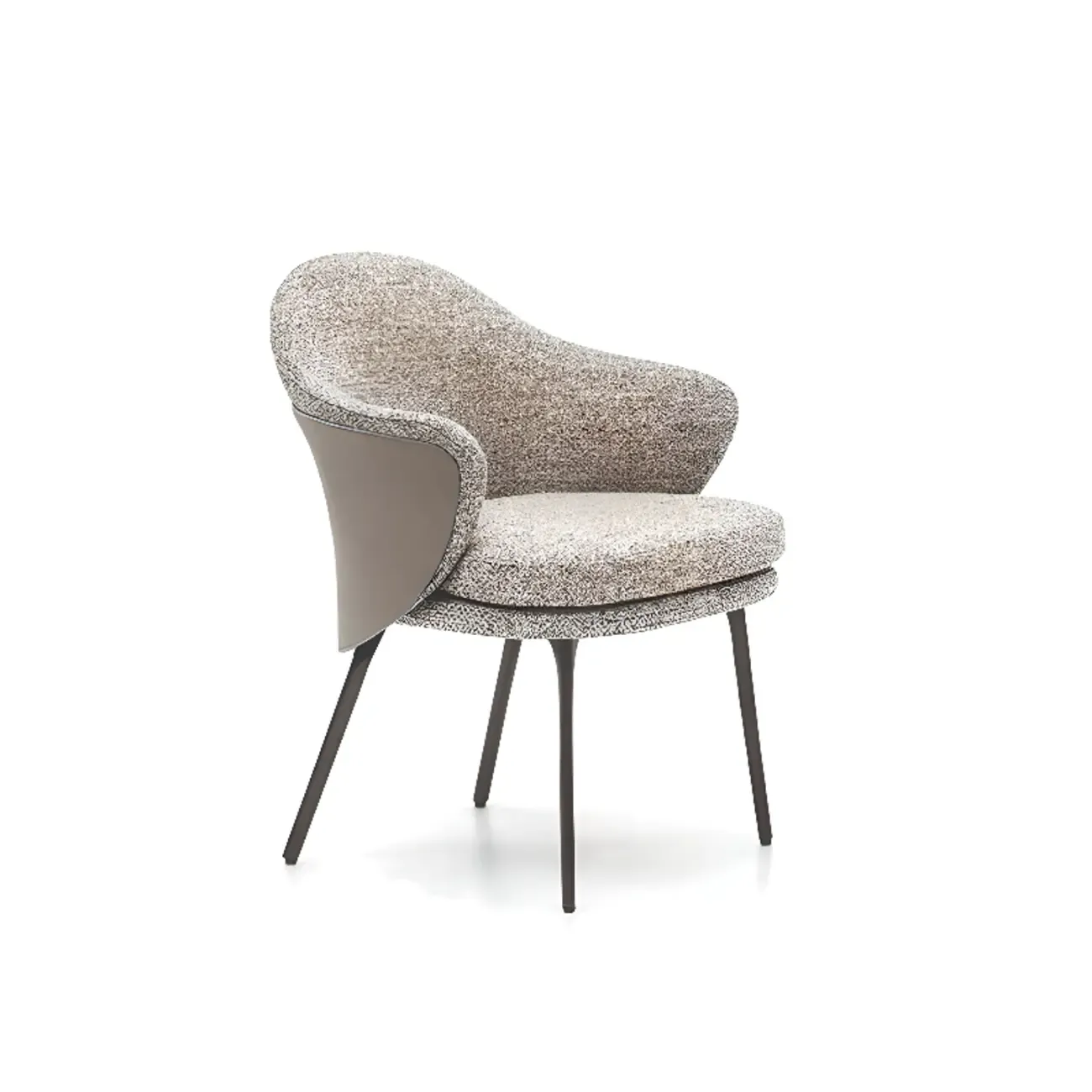 Modern Cotton Upholstered Slop Arm Metal Dining Chair Image - 14