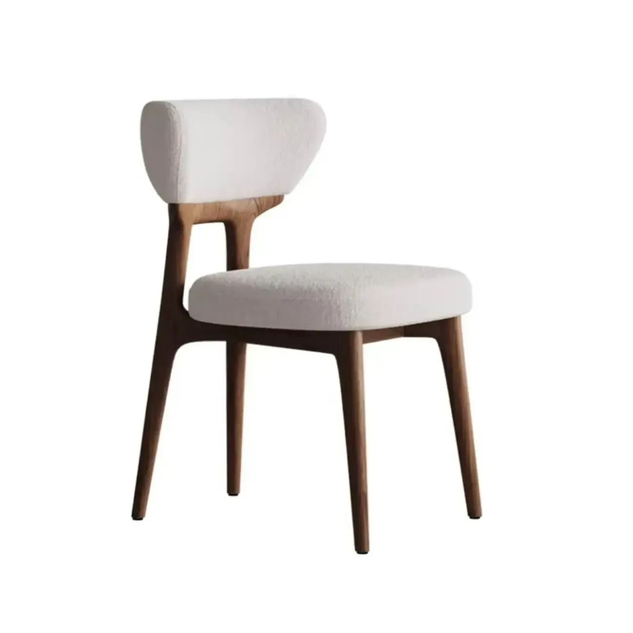 Scandinavian Low Back Upholstered Wood Dining Chair Image - 13