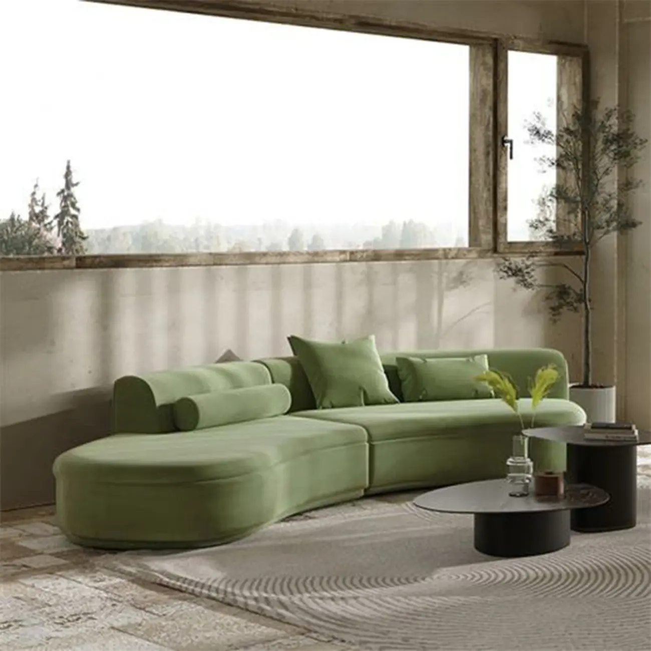 Trendy Curved Recliner Sofa with Sponge Cushions for Indoor Image - 2 | homeyfad