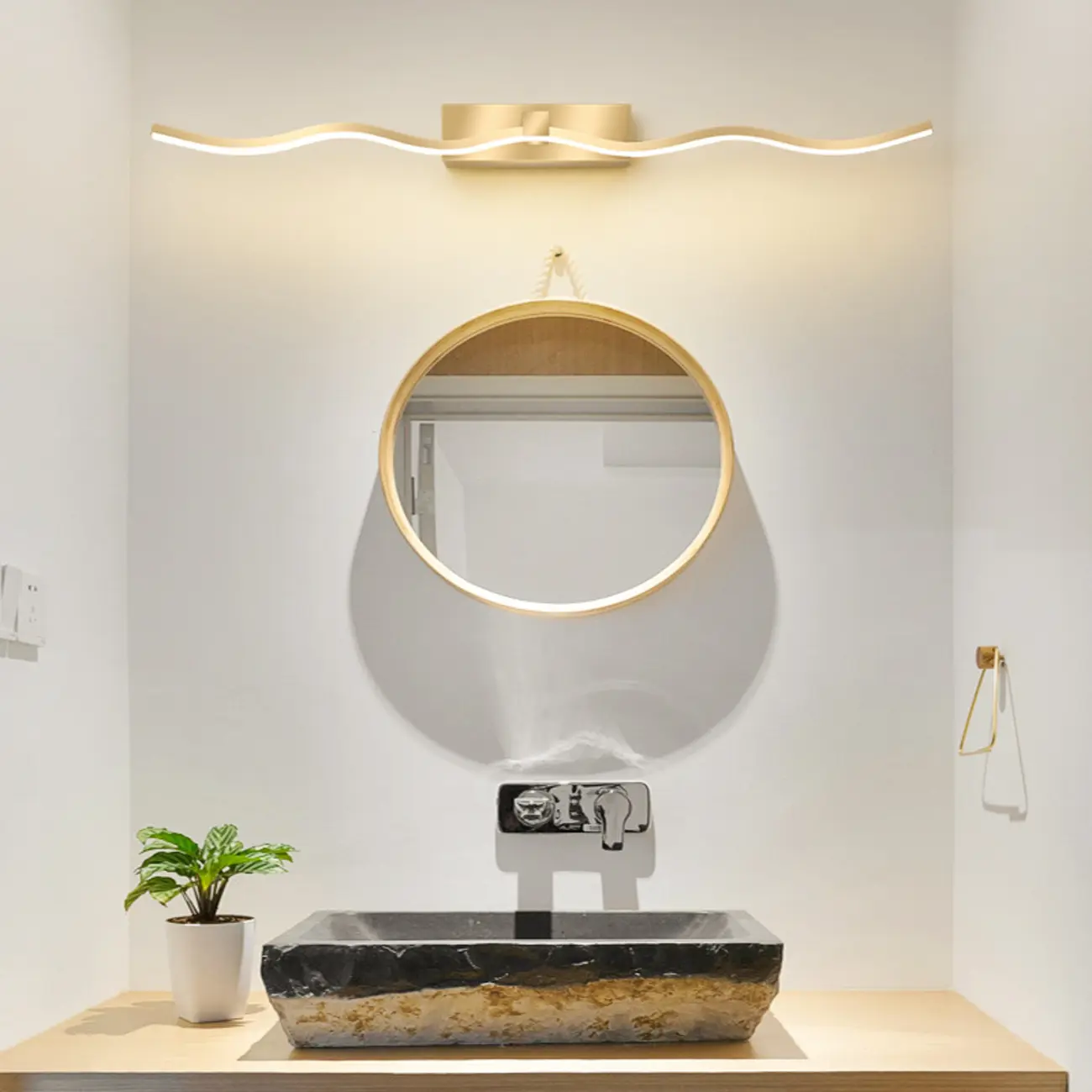 Wall-Mounted Bathroom LED Vanity Light with Silica Gel Shade Image - 2 | homeyfad