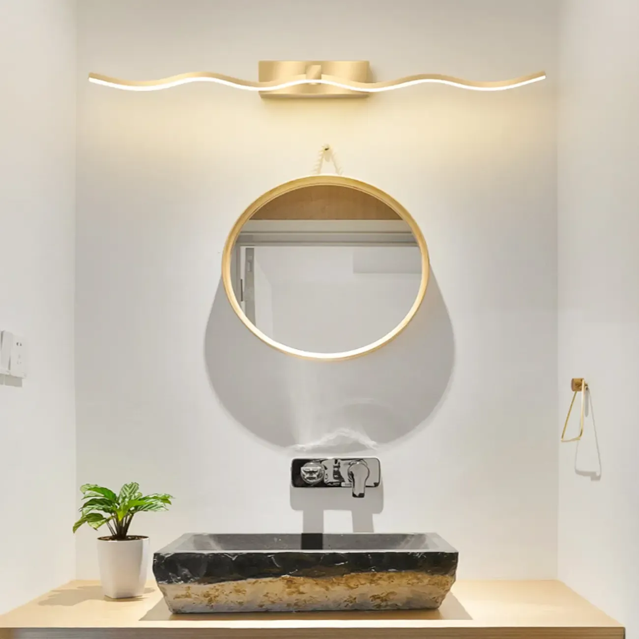 Wall-Mounted Bathroom LED Vanity Light with Silica Gel Shade Image - 2