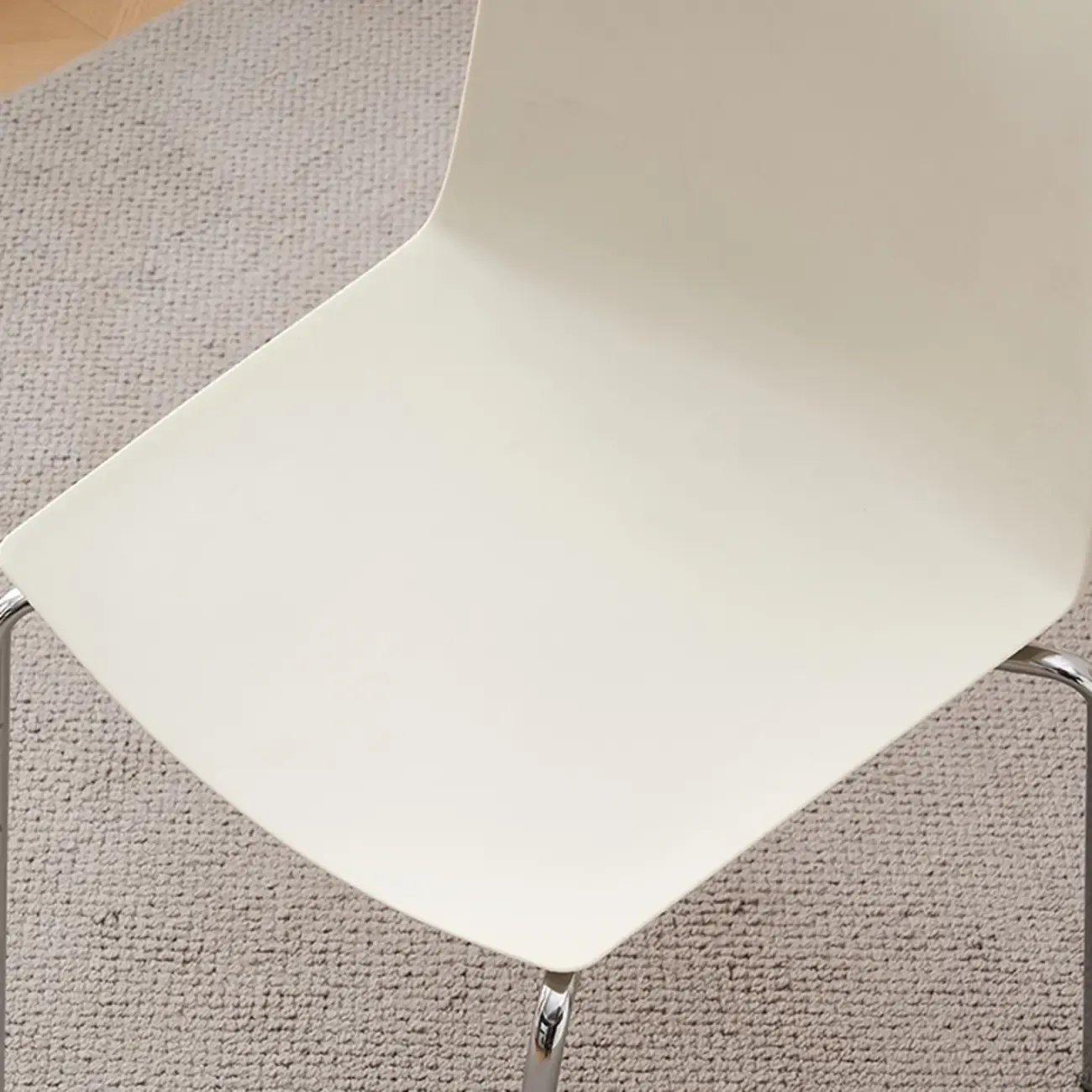 Minimalist Plastic Stackable Metal Armless Dining Chair Image - 12