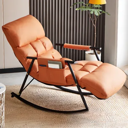 Modern Metal Track Arms Upholstered Rocking Chair  Image - 1