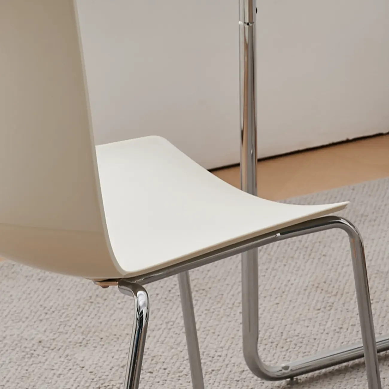 Minimalist Plastic Stackable Metal Armless Dining Chair Image - 13