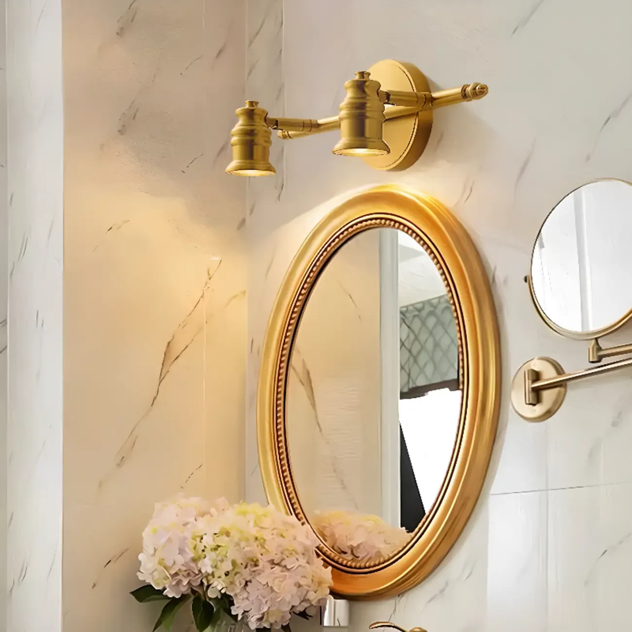 3 Bulb Brass Bath Vanity Light Fixture with Vintage Design Image - 26