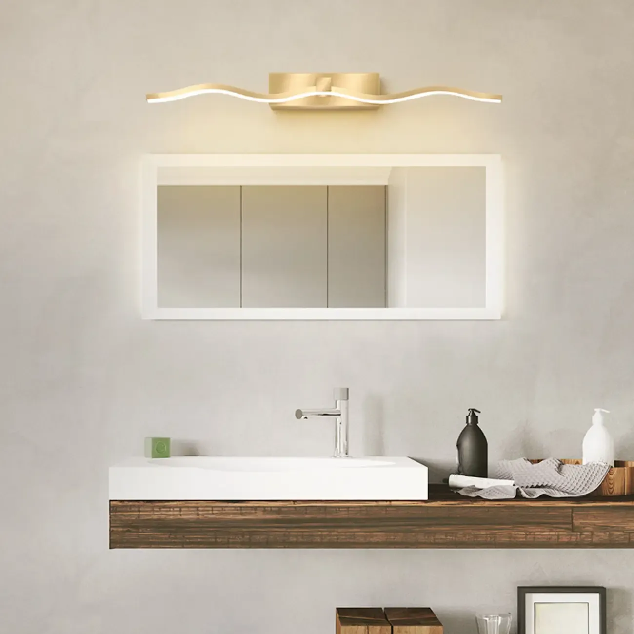 Wall-Mounted Bathroom LED Vanity Light with Silica Gel Shade Image - 4