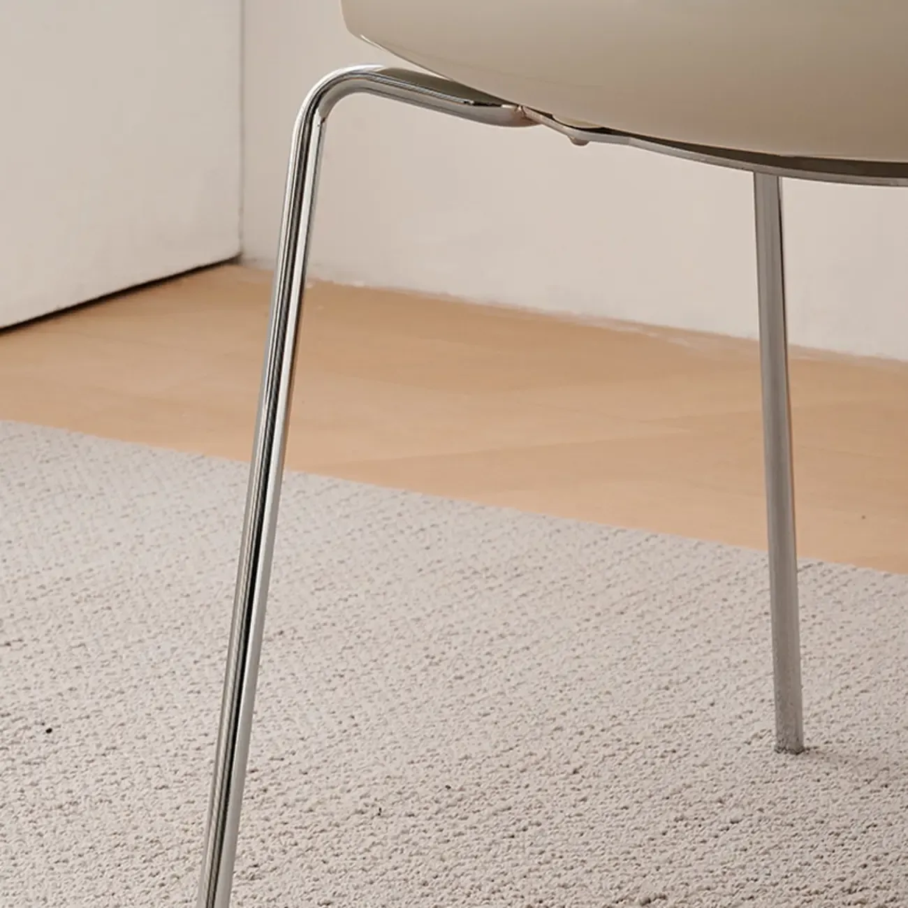 Minimalist Plastic Stackable Metal Armless Dining Chair Image - 14