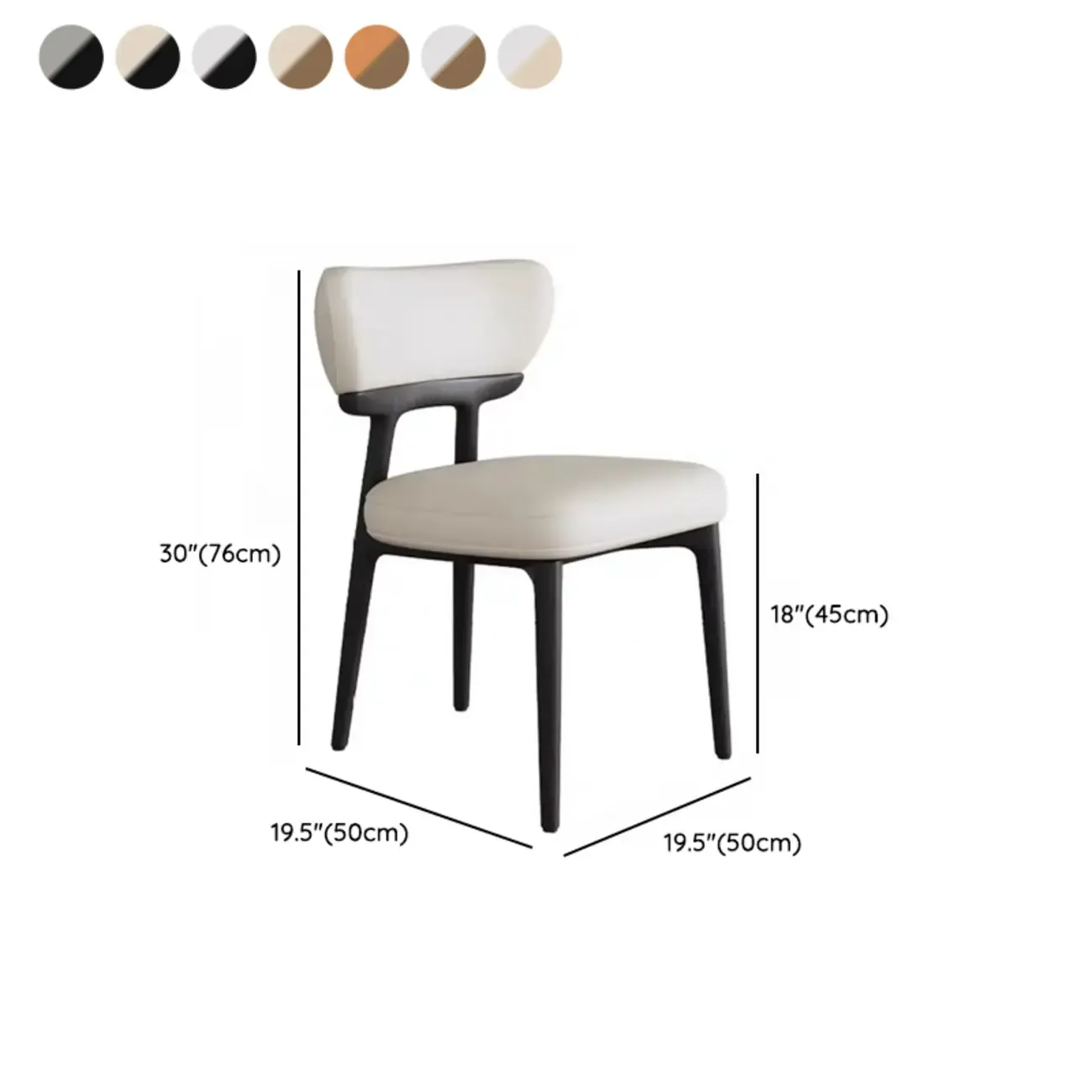 Scandinavian Low Back Upholstered Wood Dining Chair #size