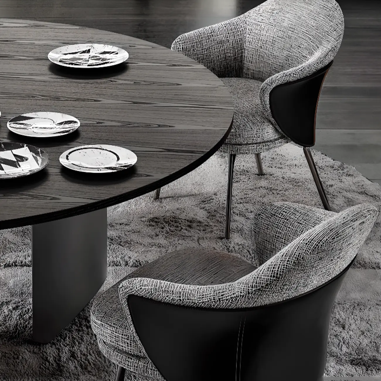 Modern Cotton Upholstered Slop Arm Metal Dining Chair Image - 6 | homeyfad