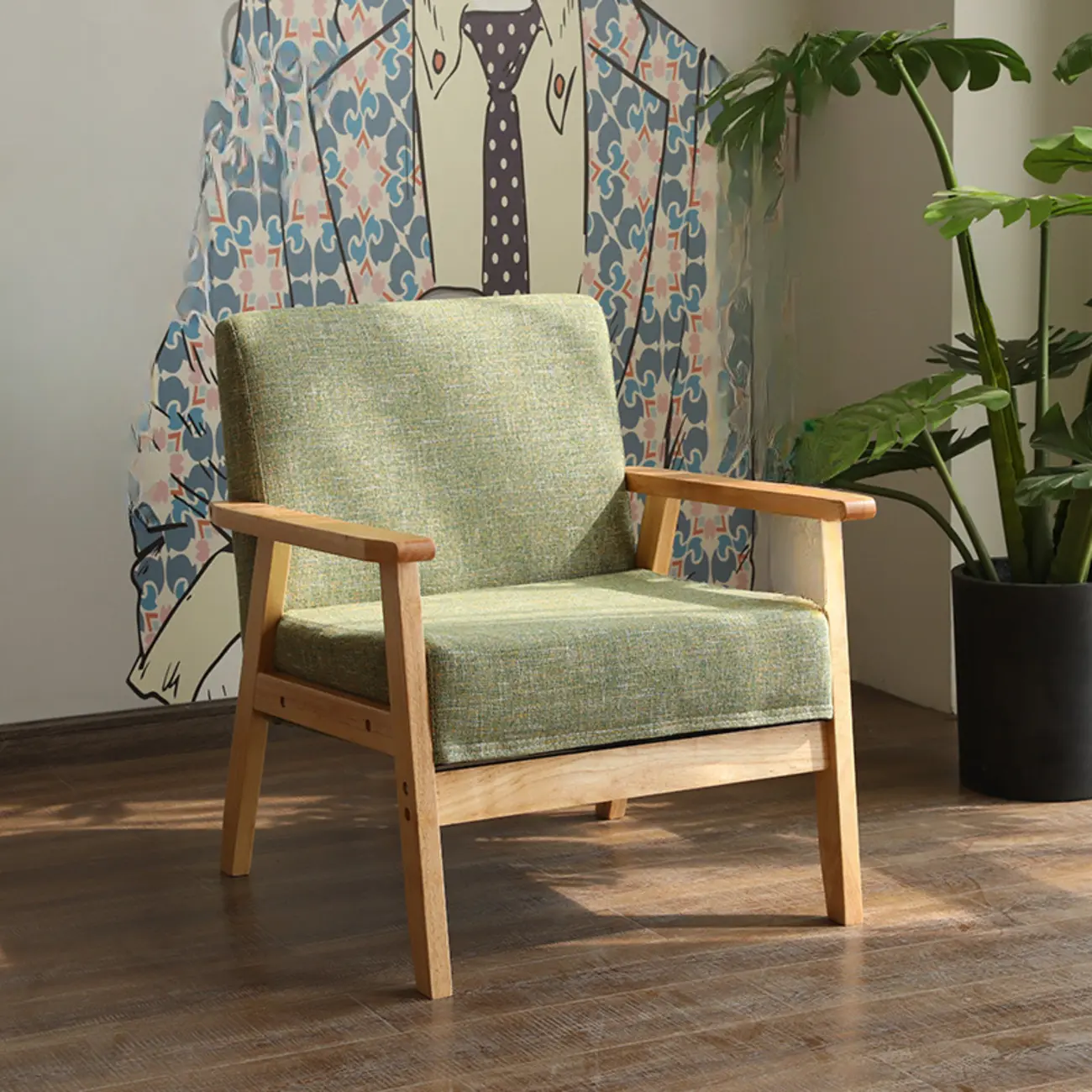 Modern Linen Upholstery Armchair for Living Room Image - 1 | homeyfad