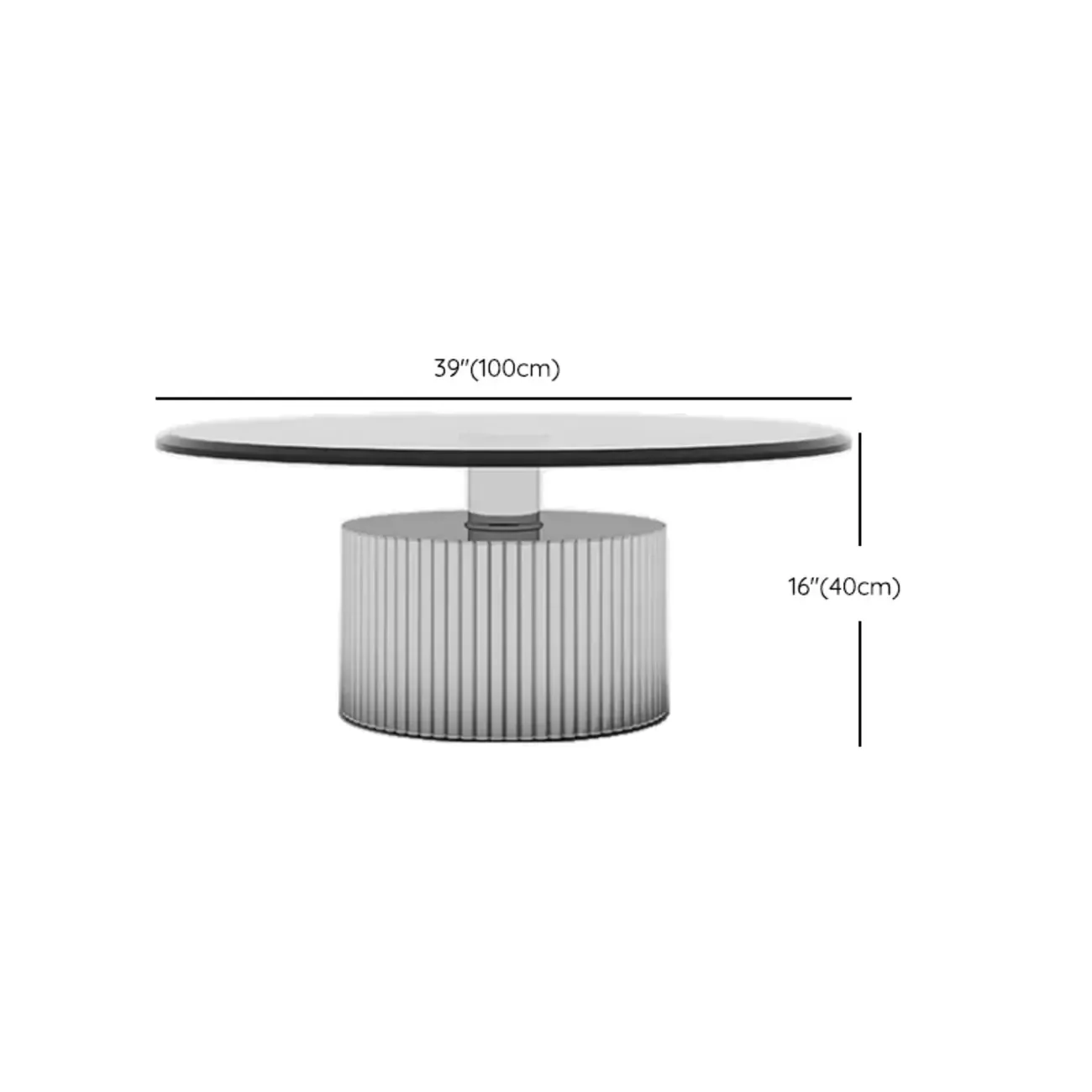 Modern Waterproof Glass Round Coffee Table with Silver Base Image - 16