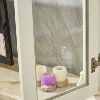  Lavish Style Wooden Glass Display Cabinet for Living Room Image - 9