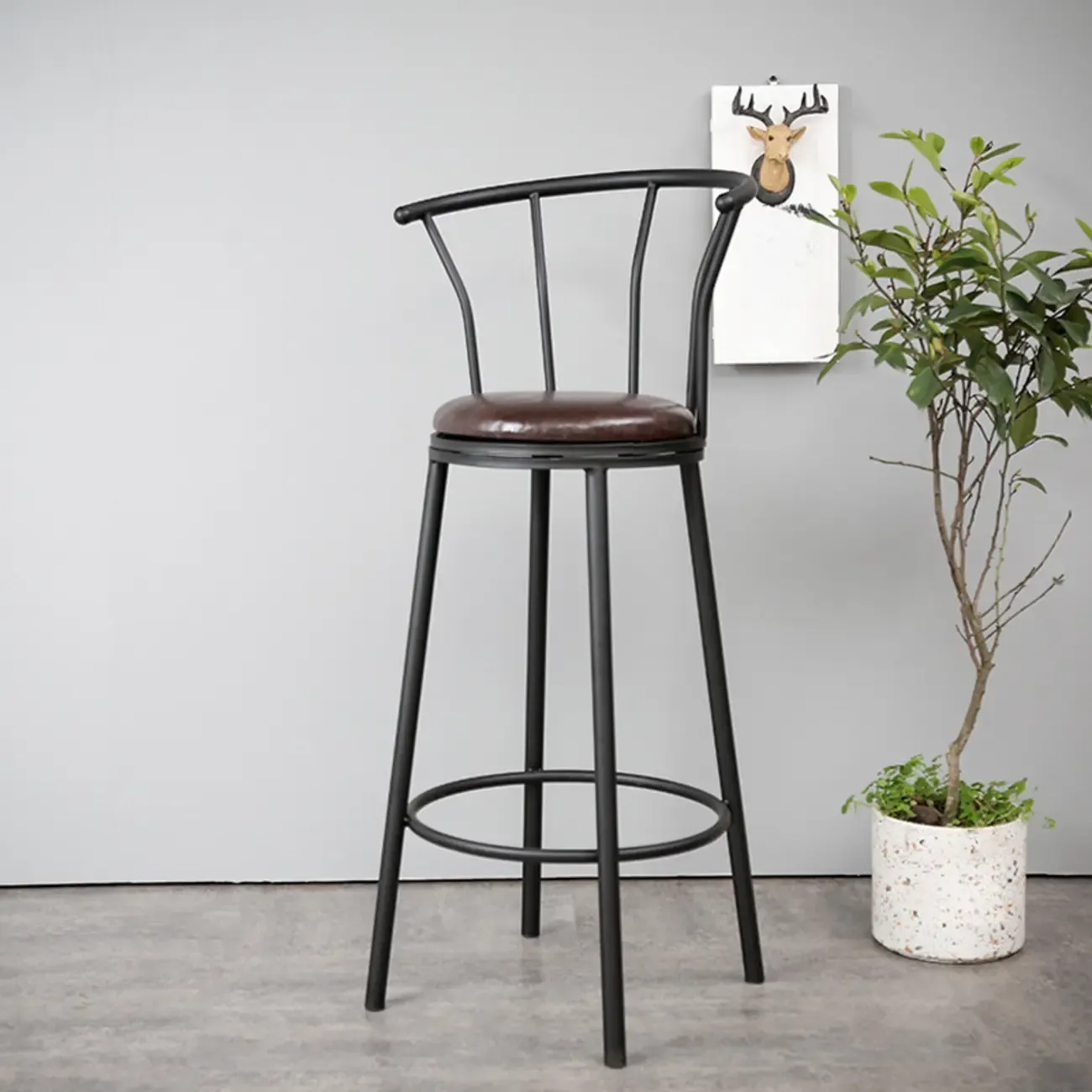 Adjustable Metal Swivel Bar Stools with Cushions Image - 2