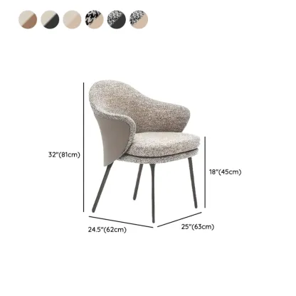 Modern Cotton Upholstered Slop Arm Metal Dining Chair #size