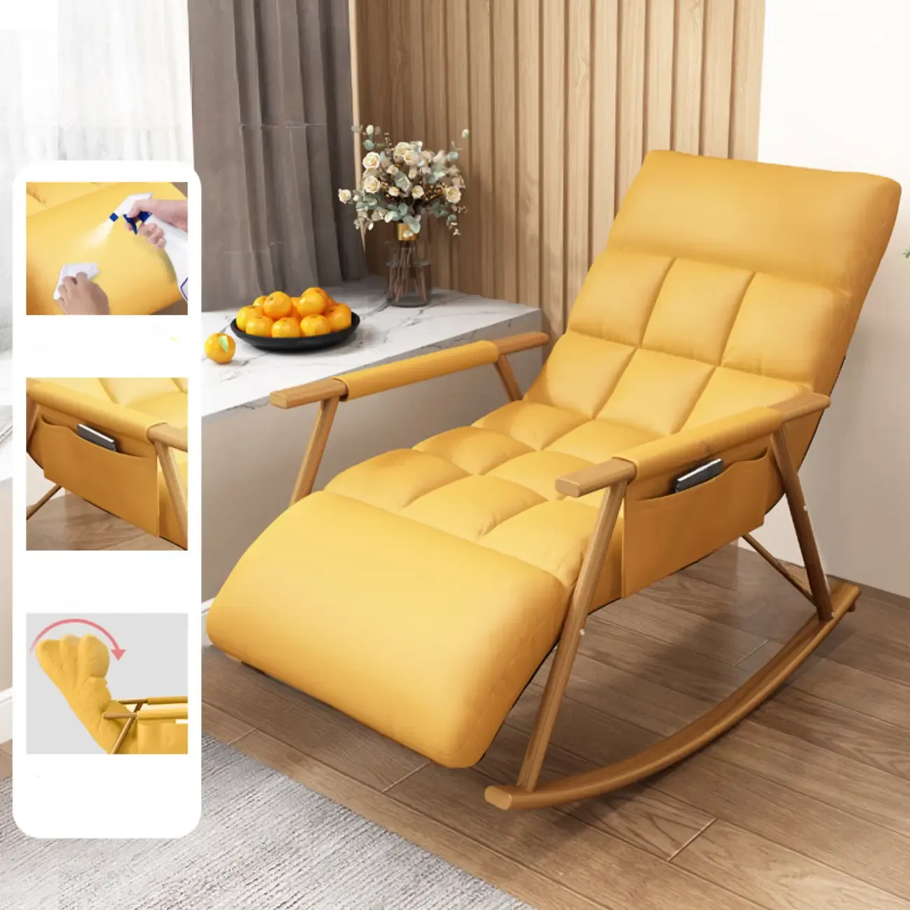 Modern Metal Track Arms Upholstered Rocking Chair  Image - 5