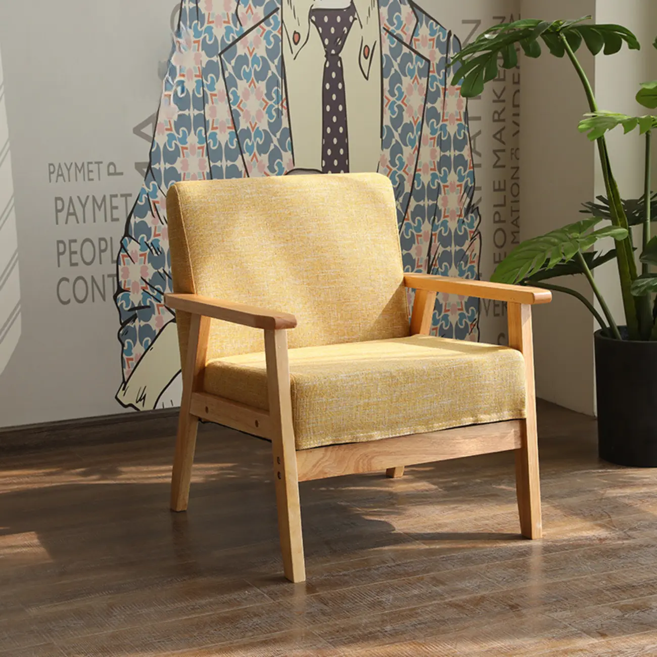 Modern Linen Upholstery Armchair for Living Room Image - 2 | homeyfad