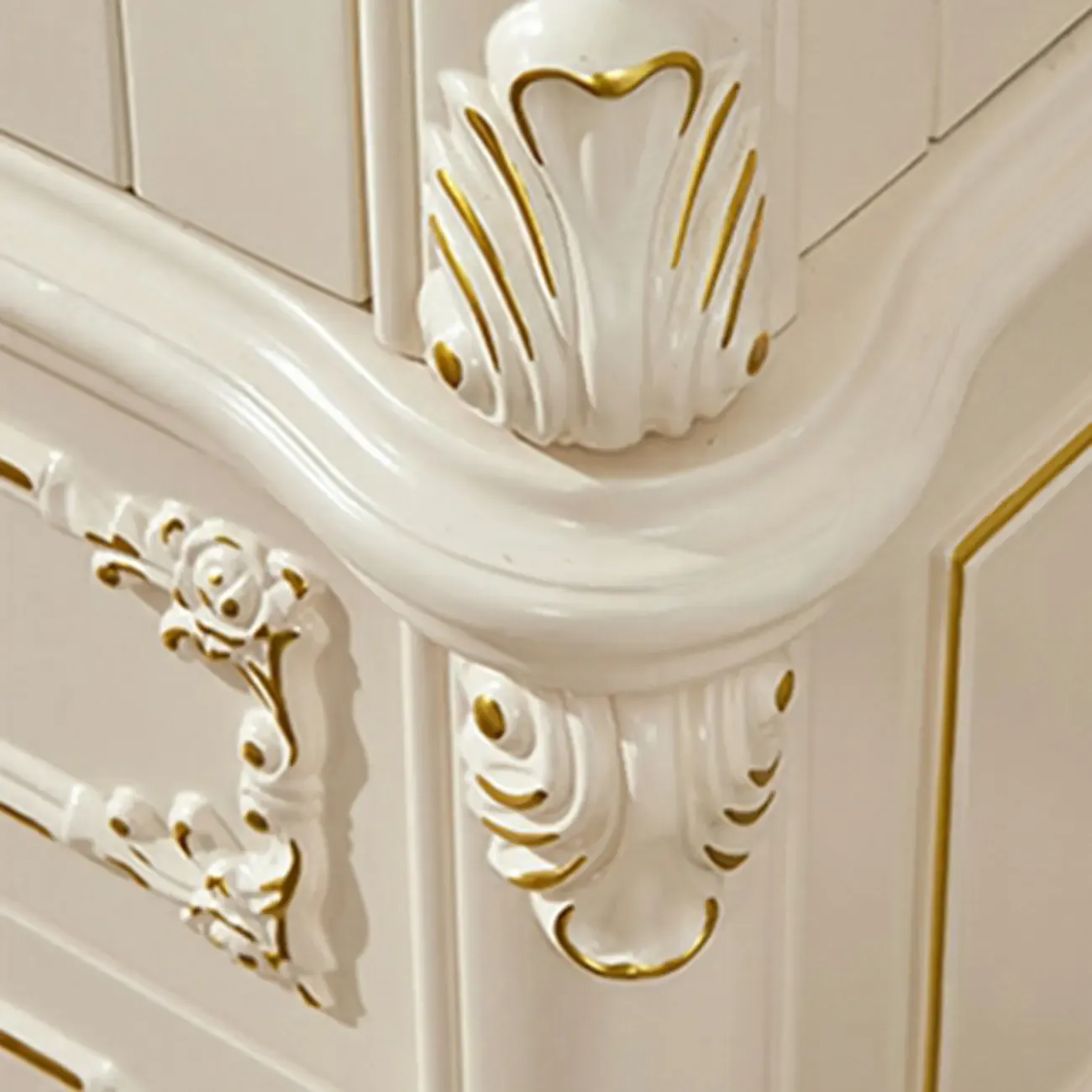  Lavish Style Wooden Glass Display Cabinet for Living Room Image - 10