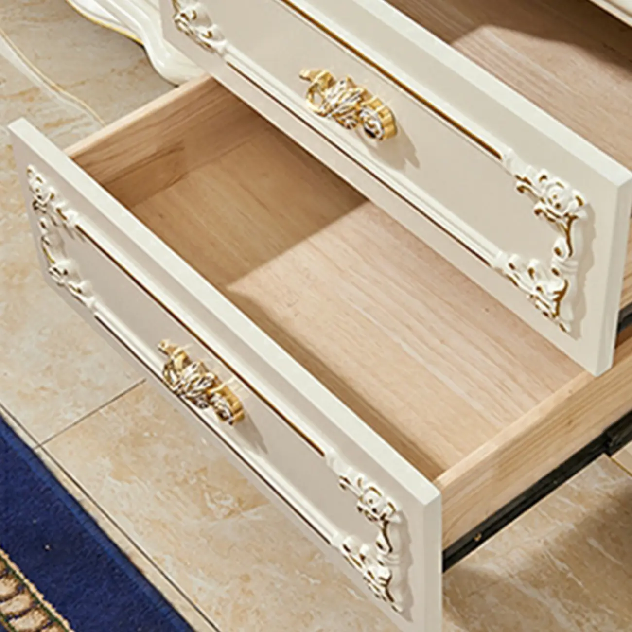  Lavish Style Wooden Glass Display Cabinet for Living Room Image - 11 | homeyfad