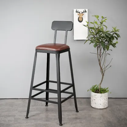 Adjustable Metal Swivel Bar Stools with Cushions Image - 4