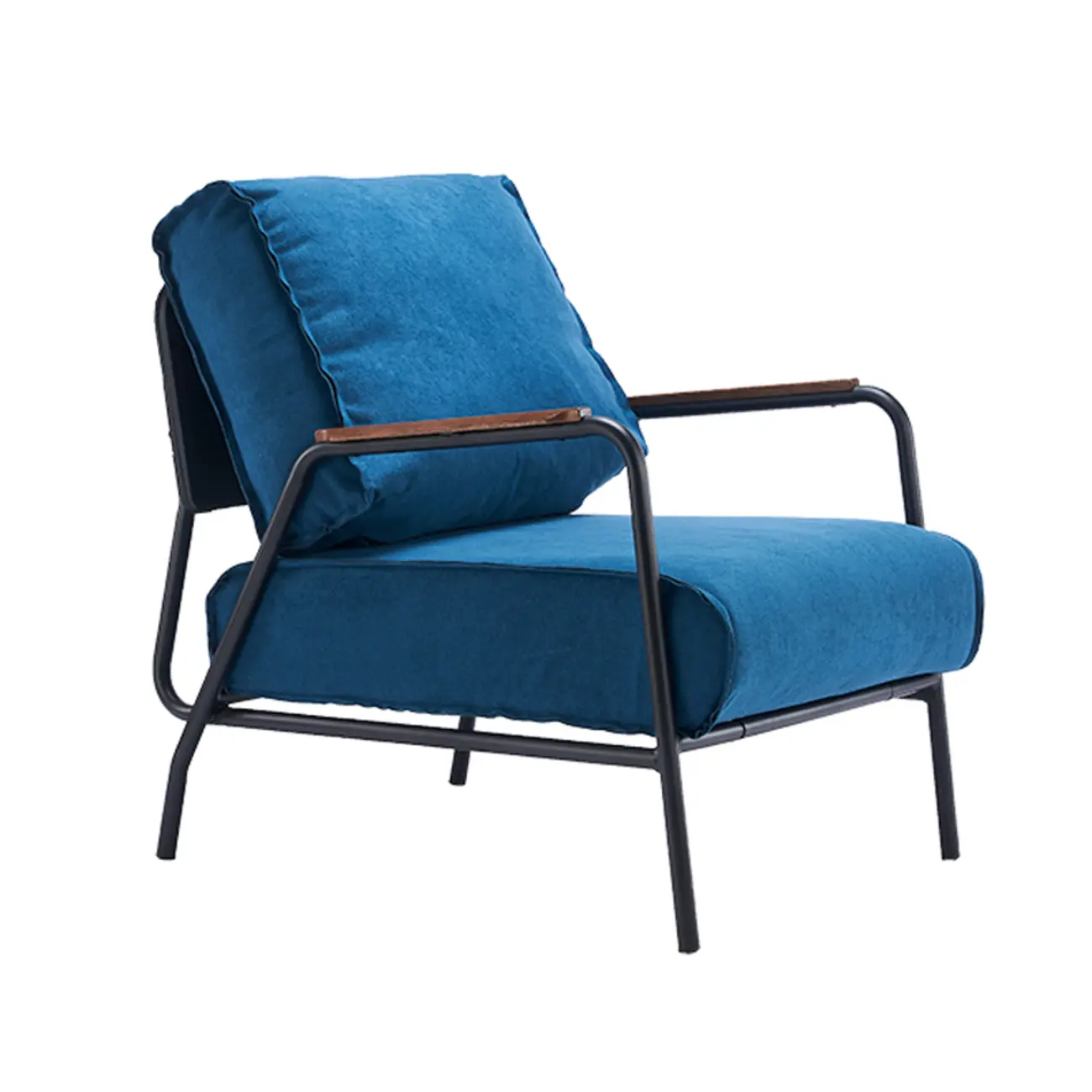 Modern Leather Accent Chair with Pillow and Metal Arms Image - 2 | homeyfad