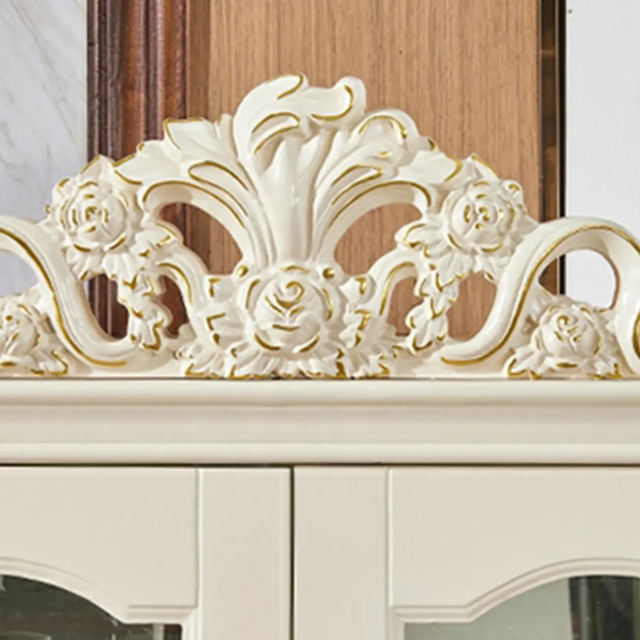  Lavish Style Wooden Glass Display Cabinet for Living Room Image - 12 | homeyfad