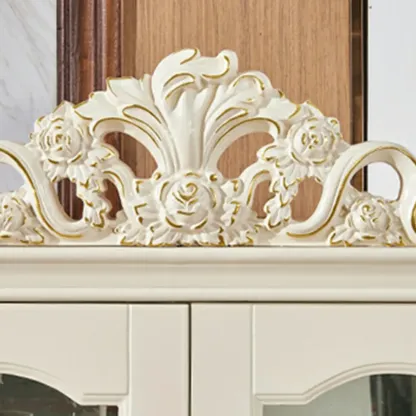  Lavish Style Wooden Glass Display Cabinet for Living Room Image - 12