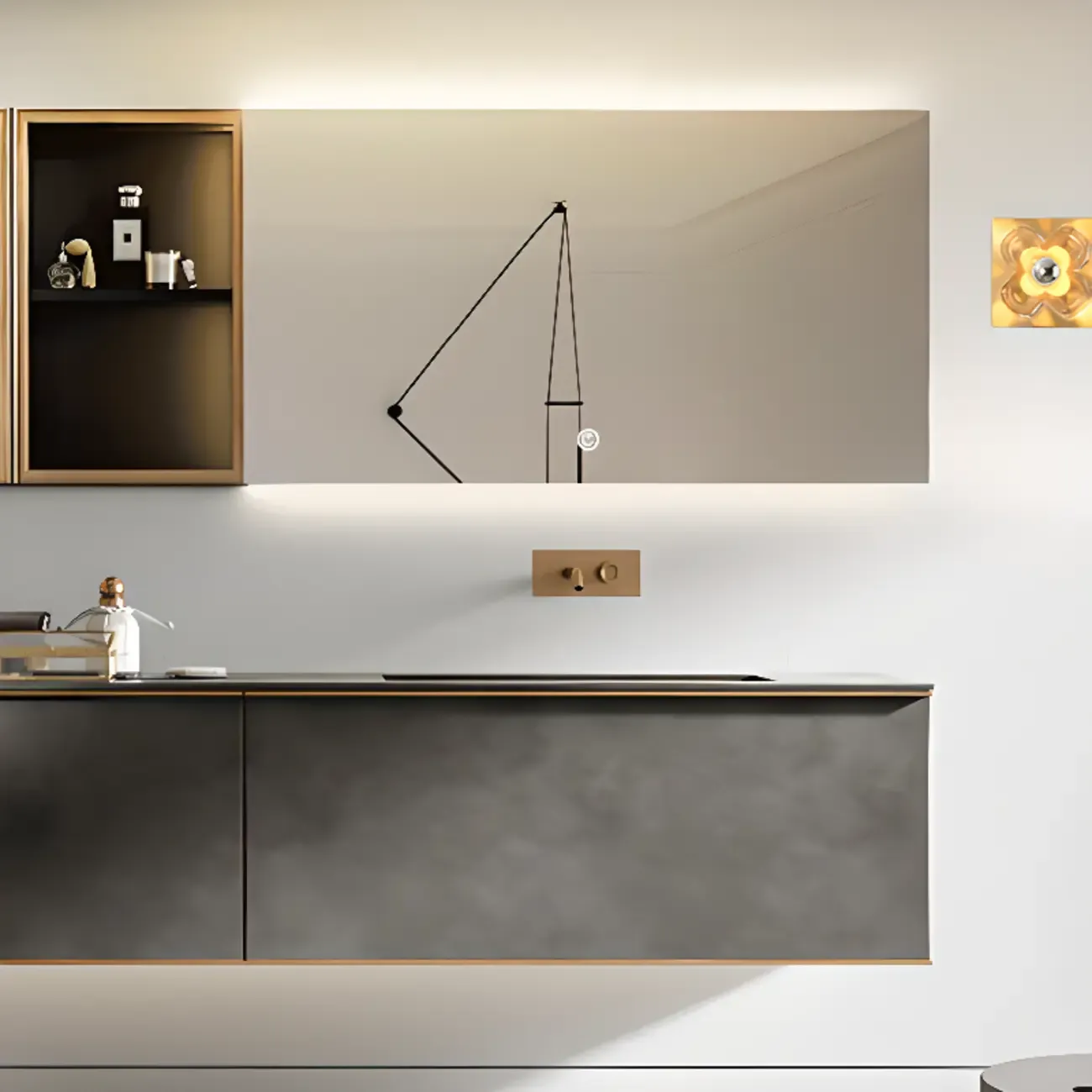 Modern Elegant Glass LED Vanity Light with Flower Design Image - 18