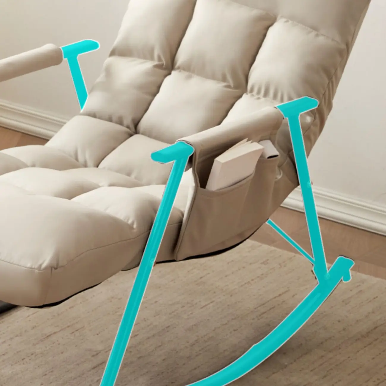 Modern Metal Track Arms Upholstered Rocking Chair  Image - 8 | homeyfad