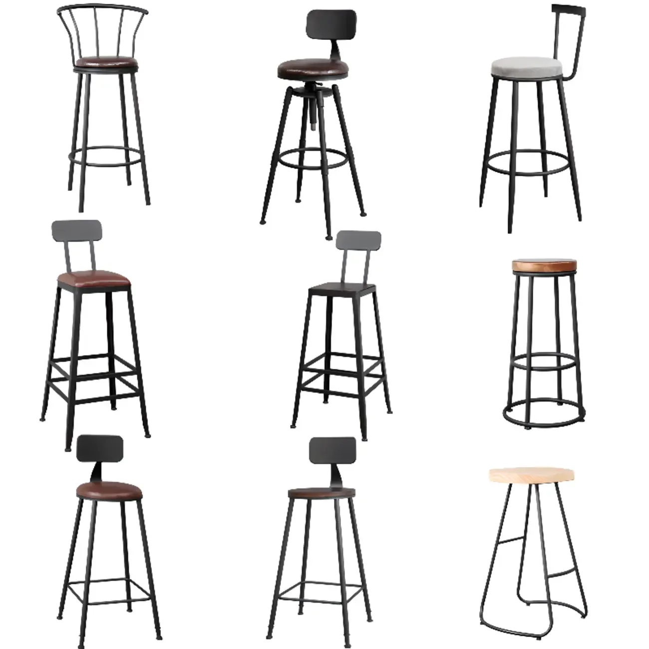 Adjustable Metal Swivel Bar Stools with Cushions Image - 6