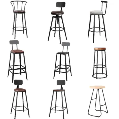 Adjustable Metal Swivel Bar Stools with Cushions Image - 6