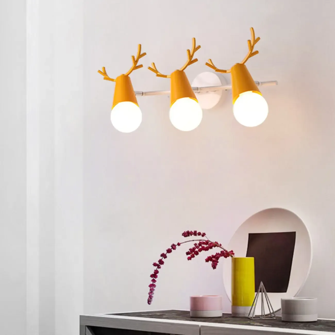 3-Light Modern Antler LED Vanity Light Fixture for Bathroom Image - 1