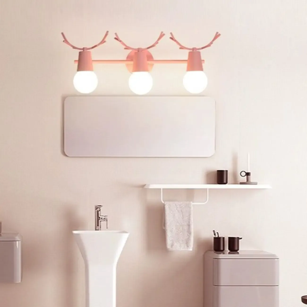 3-Light Modern Antler LED Vanity Light Fixture for Bathroom Image - 2