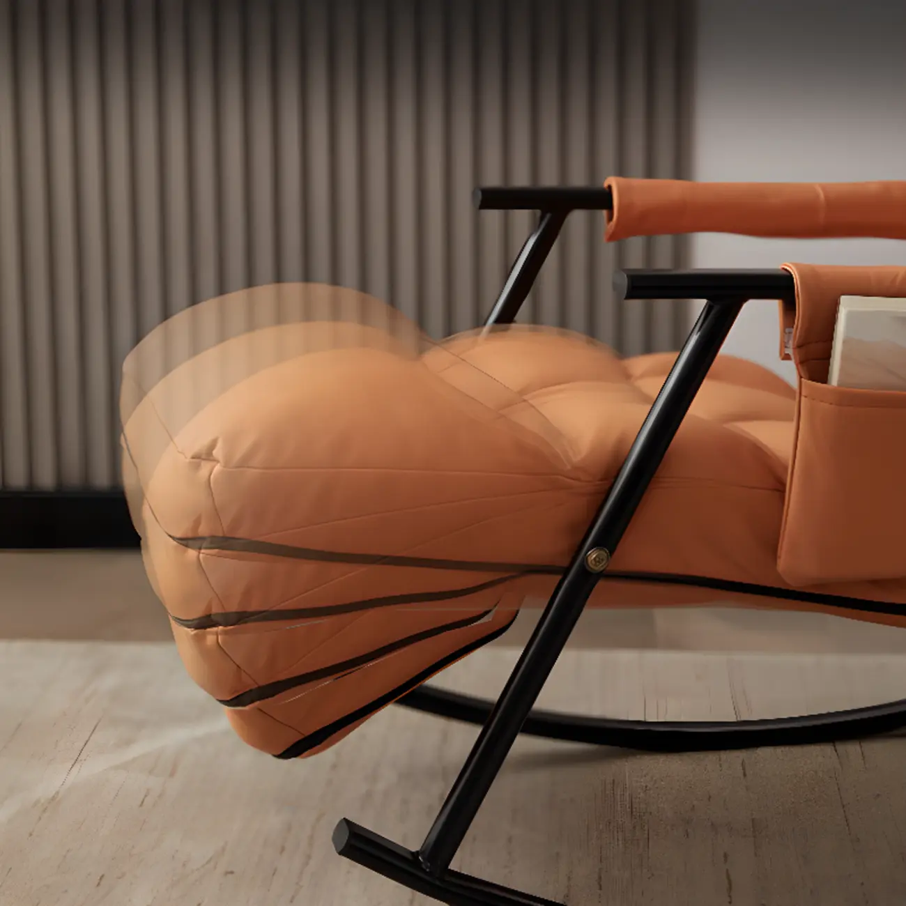 Modern Metal Track Arms Upholstered Rocking Chair  Image - 11 | homeyfad