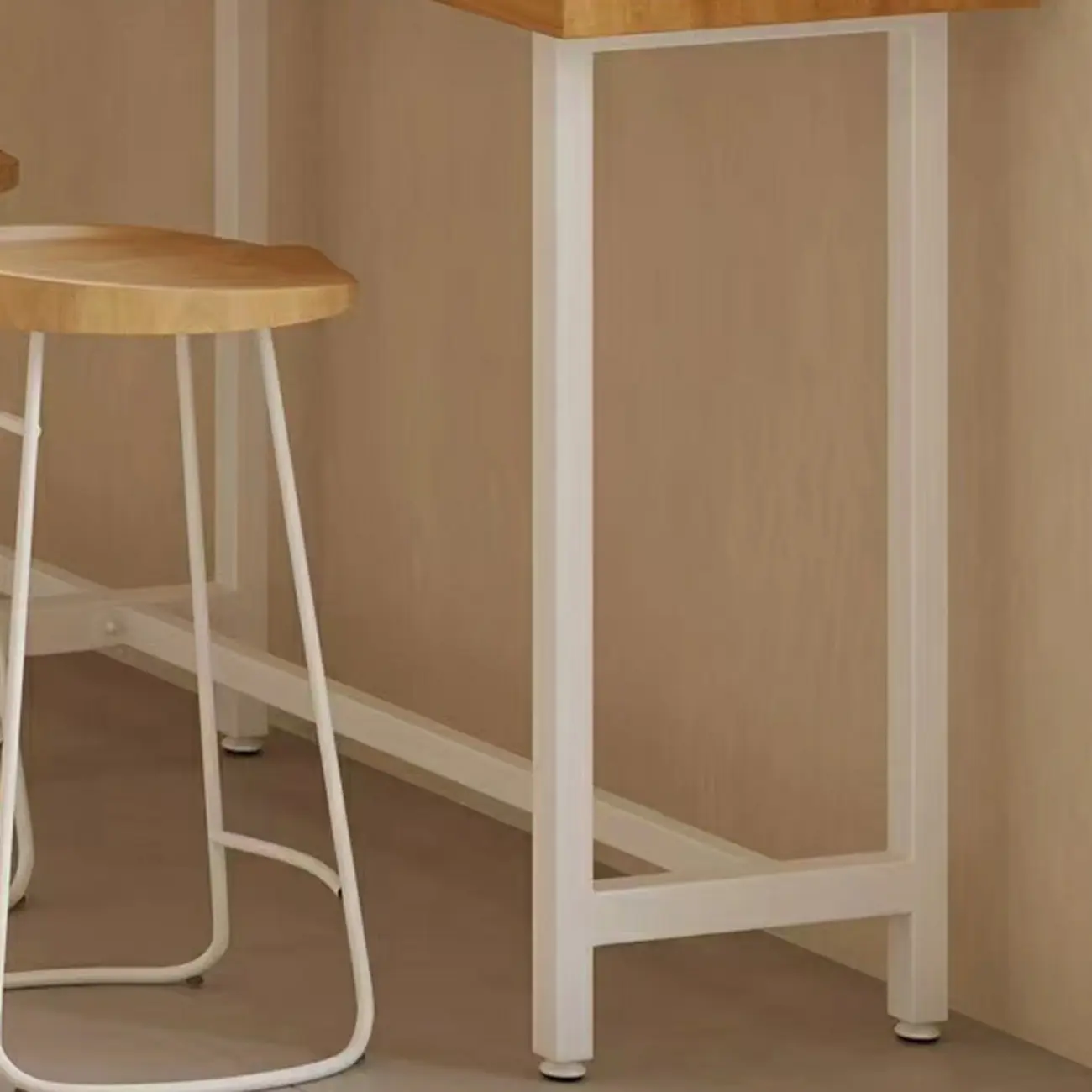 Simplistic Pine Wood Bar Table with White Metal Base for Dining Image - 7 | homeyfad