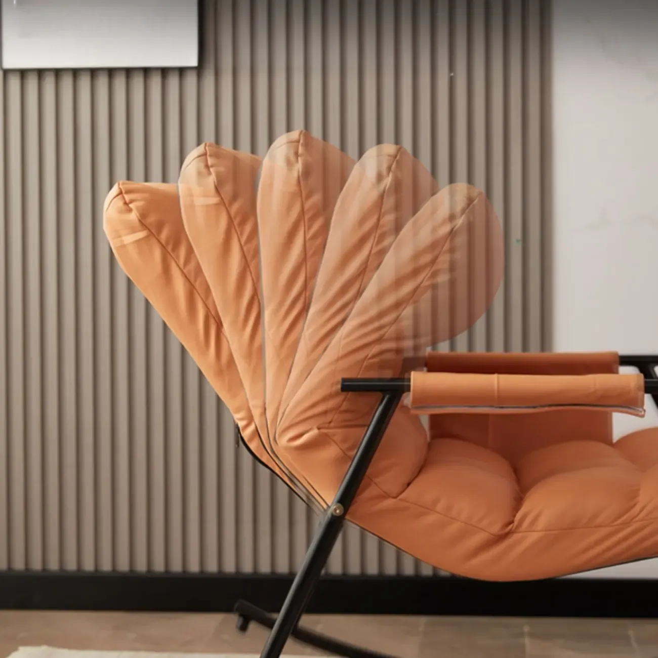 Modern Metal Track Arms Upholstered Rocking Chair Image - 12