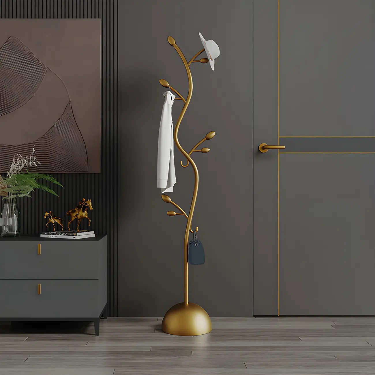 Arles Metal Standing Hall Tree with Hooks Image - 3 | homeyfad
