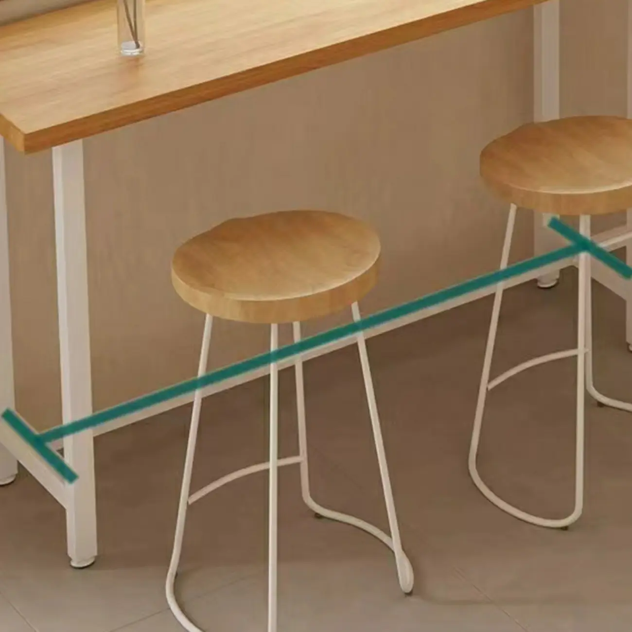 Simplistic Pine Wood Bar Table with White Metal Base for Dining Image - 9 | homeyfad