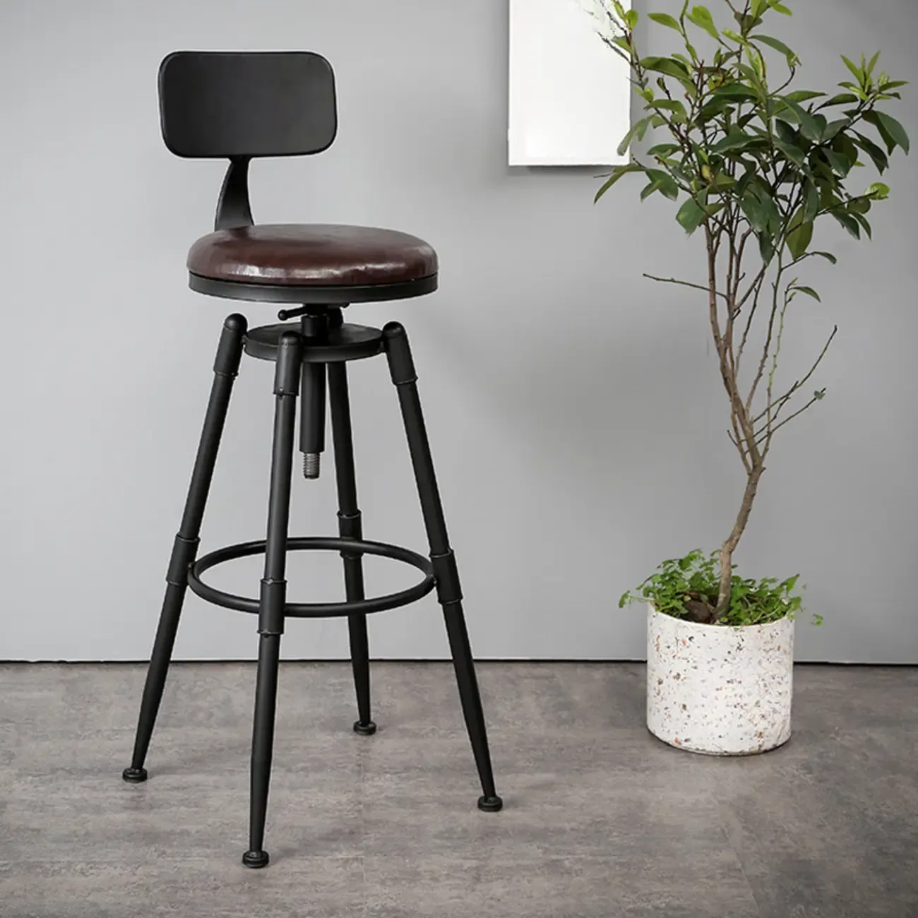 Adjustable Metal Swivel Bar Stools with Cushions Image - 11