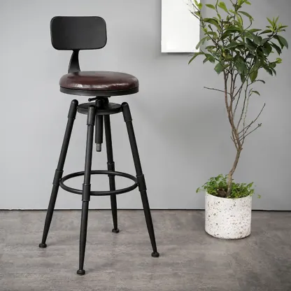 Adjustable Metal Swivel Bar Stools with Cushions Image - 11