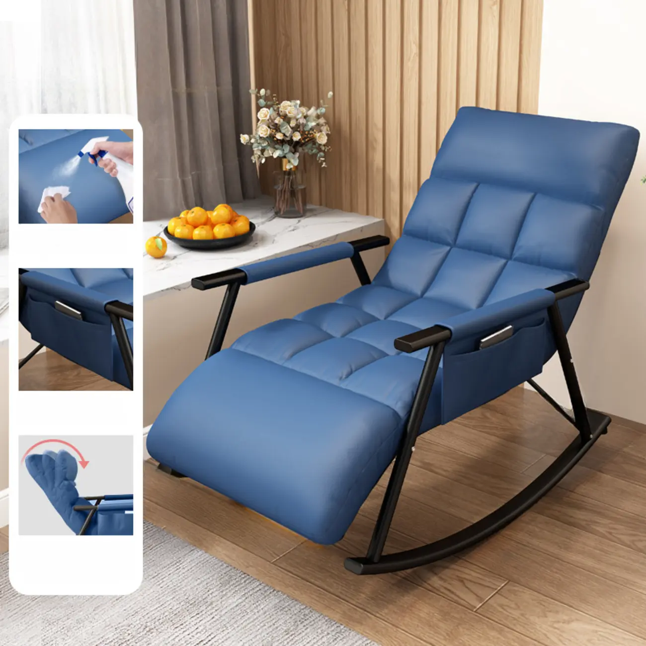 Modern Metal Track Arms Upholstered Rocking Chair  Image - 13 | homeyfad
