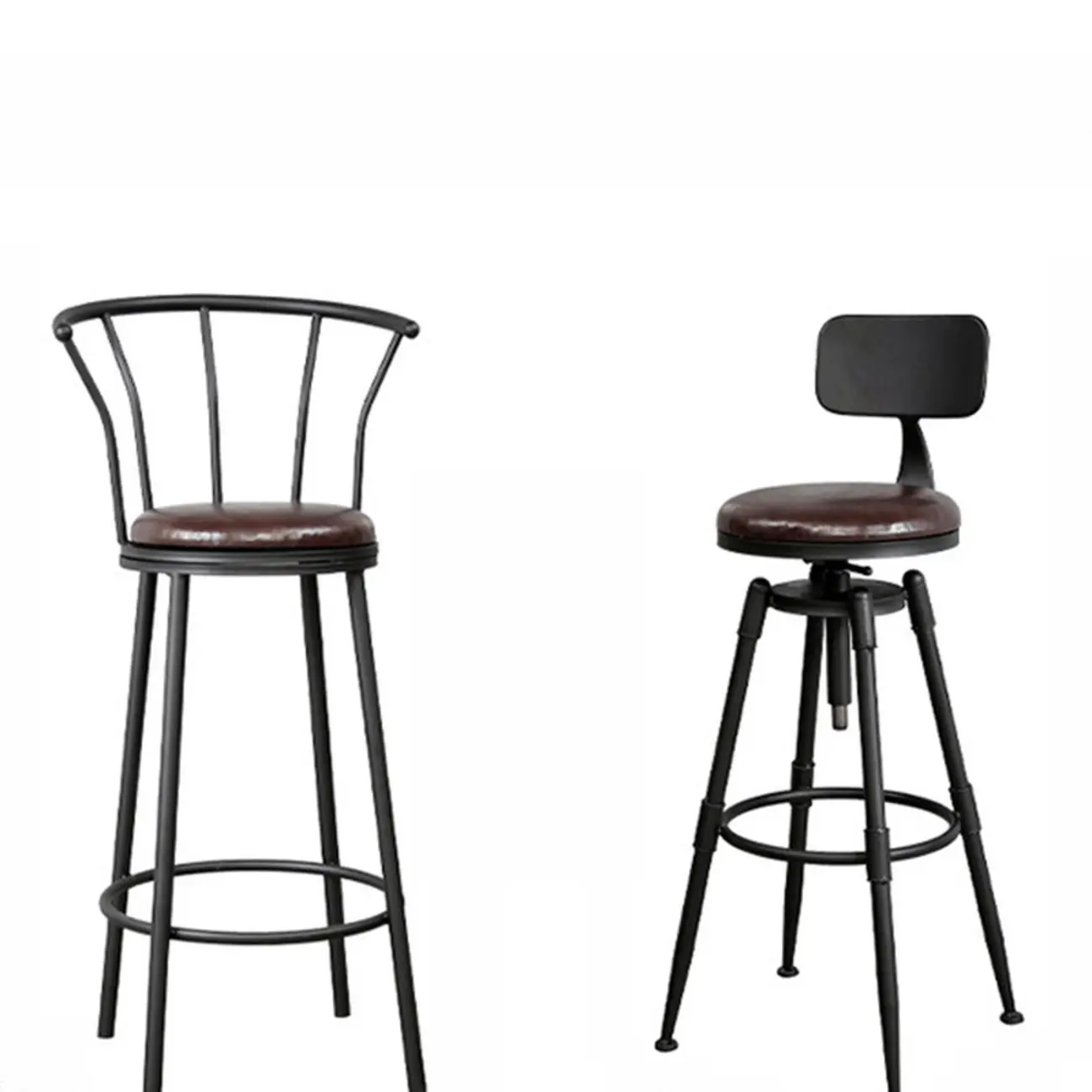 Adjustable Metal Swivel Bar Stools with Cushions Image - 12 | homeyfad