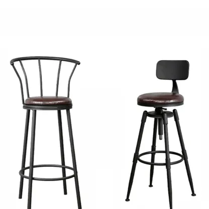 Adjustable Metal Swivel Bar Stools with Cushions Image - 12