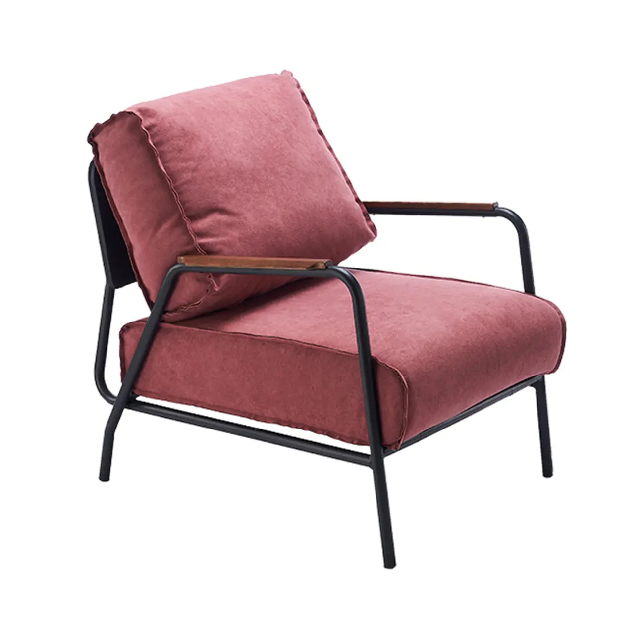 Modern Leather Accent Chair with Pillow and Metal Arms Image - 9 | homeyfad