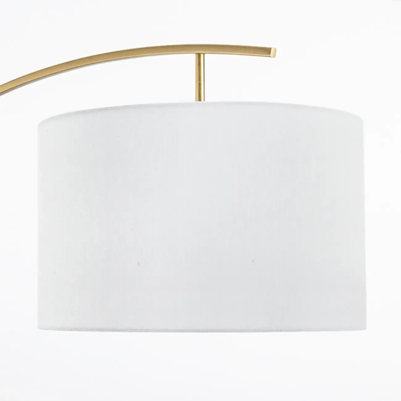 Modern Black Arced Floor Lamp with Fabric Shade and Gold Base Image - 6