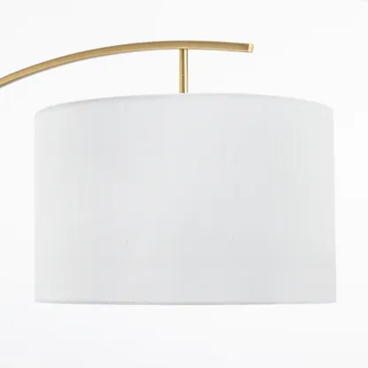 Modern Black Arced Floor Lamp with Fabric Shade and Gold Base Image - 6