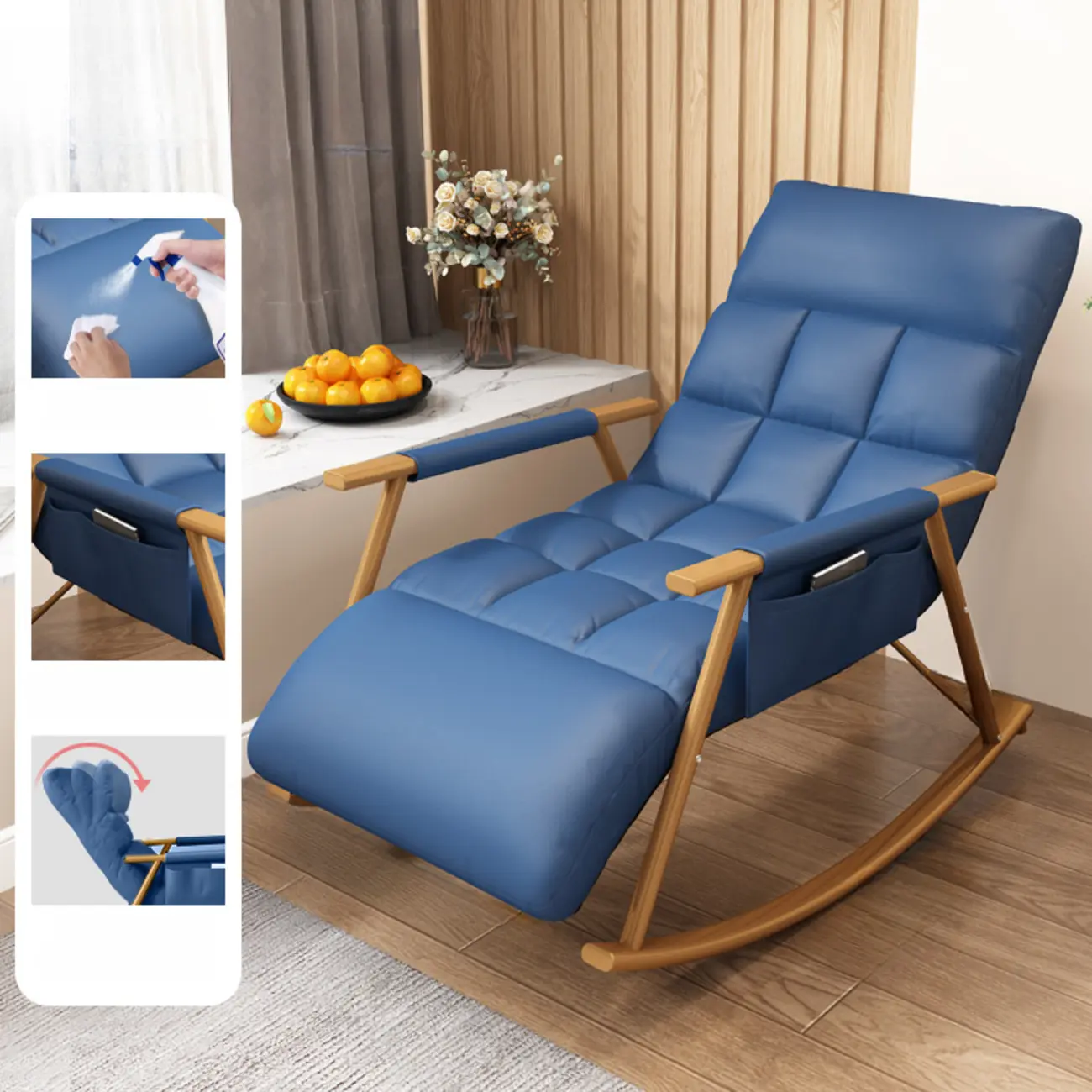 Modern Metal Track Arms Upholstered Rocking Chair  Image - 16 | homeyfad