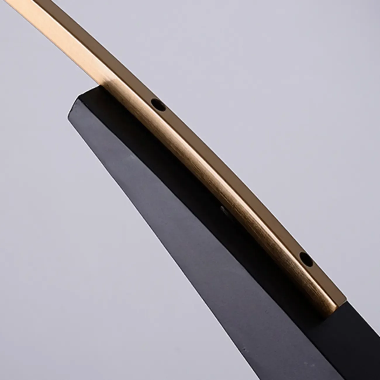 Modern Black Arced Floor Lamp with Fabric Shade and Gold Base Image - 8