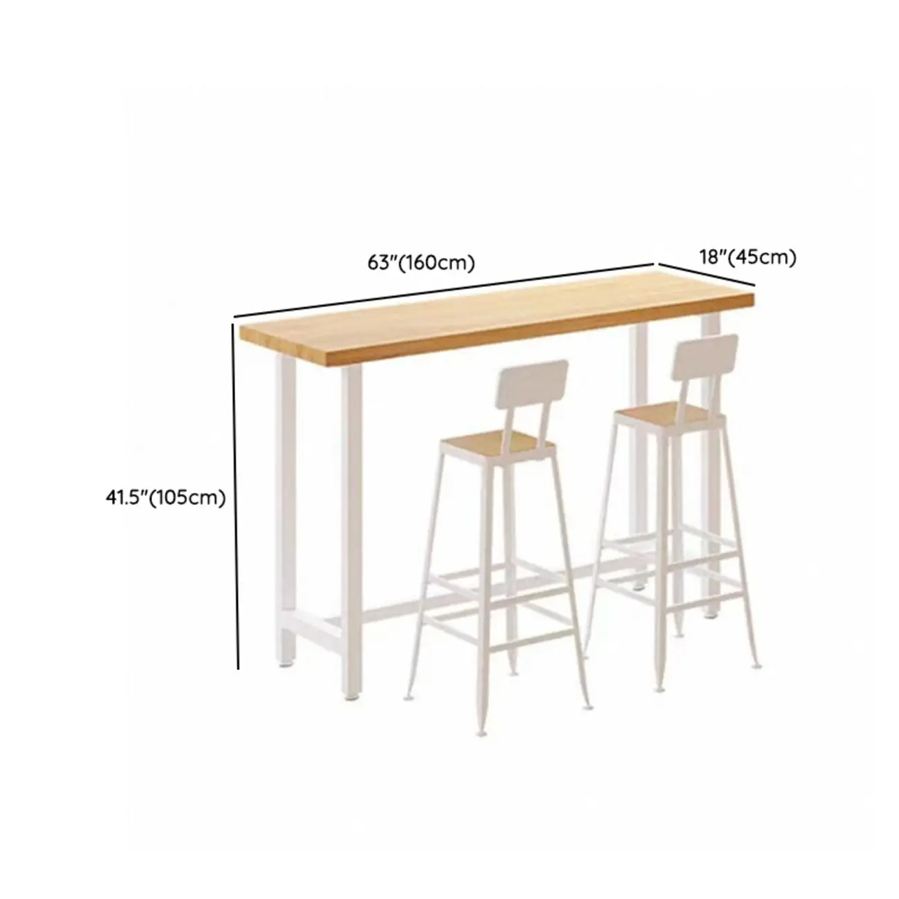 Simplistic Pine Wood Bar Table with White Metal Base for Dining Image - 14 | homeyfad