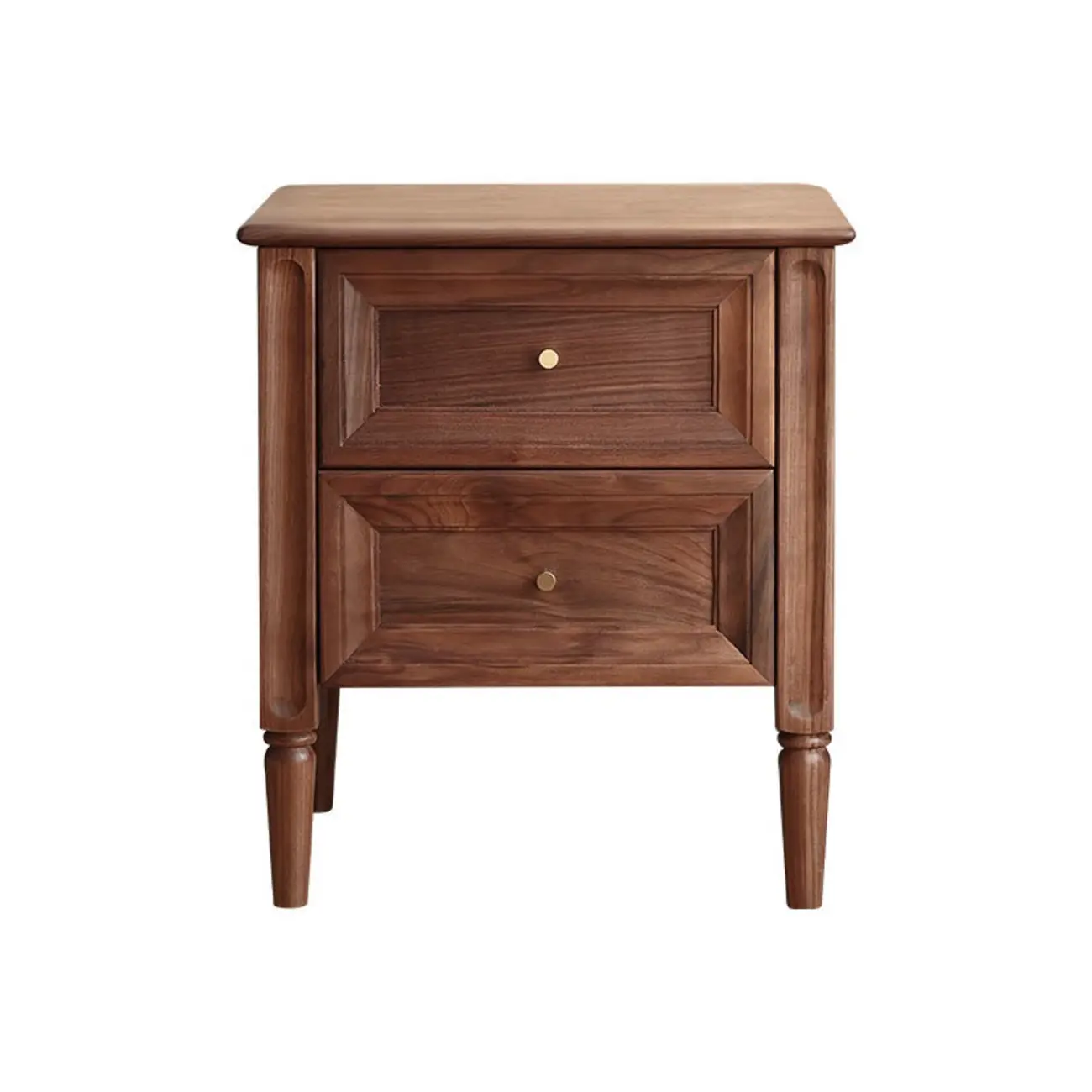 Traditional Nut Brown Wooden Bedside Table with 2 Drawers Image - 4 | homeyfad