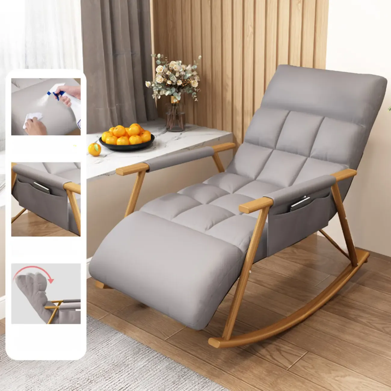 Modern Metal Track Arms Upholstered Rocking Chair  Image - 18